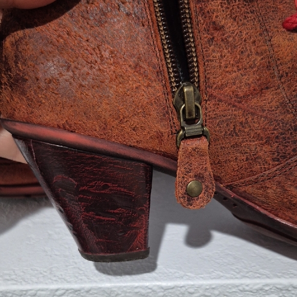 Red and Brown Lace-Up Women's Boots - Picture 7 of 7